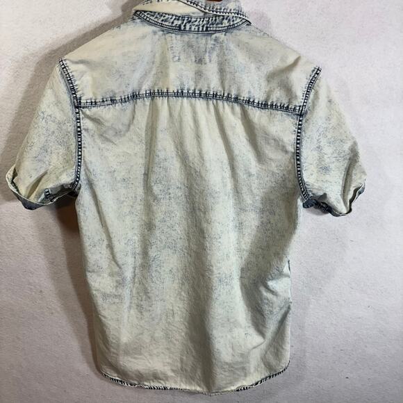 Calvin Klein Men's Short Sleeve Spray Can Indigo Button Down Shirt Size Small S - Picture 2 of 8